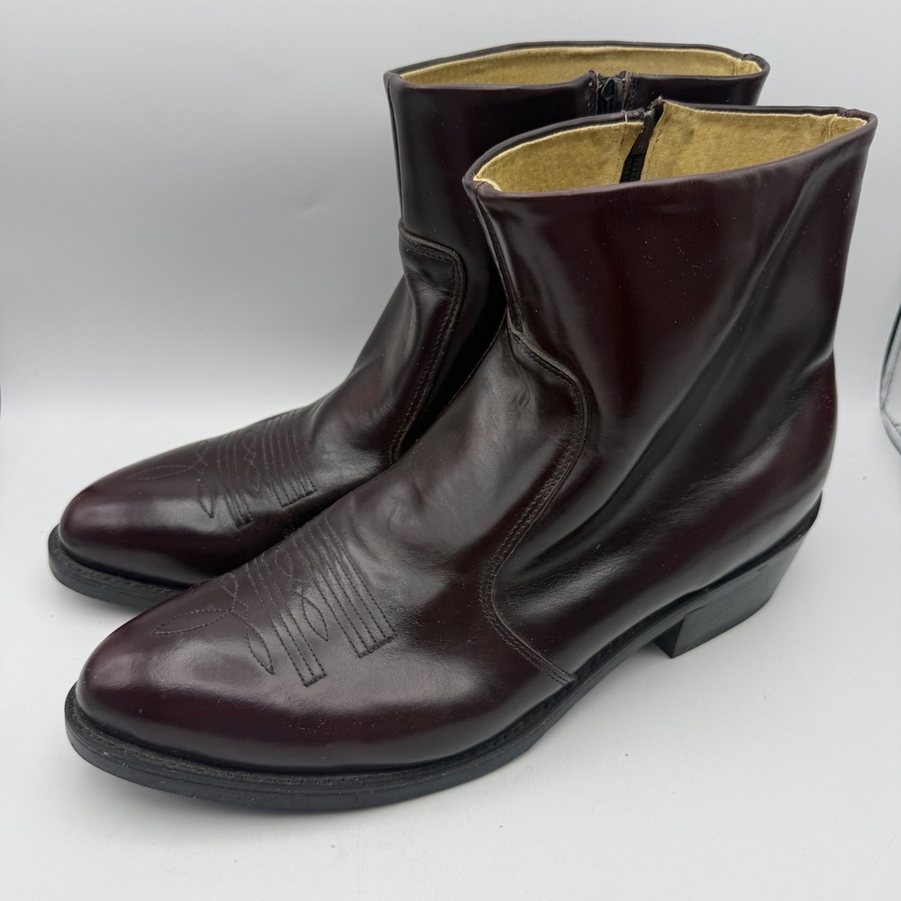 Durango Ankle Western Boots Men 12 D Burgundy Leather Side Zip TR 825